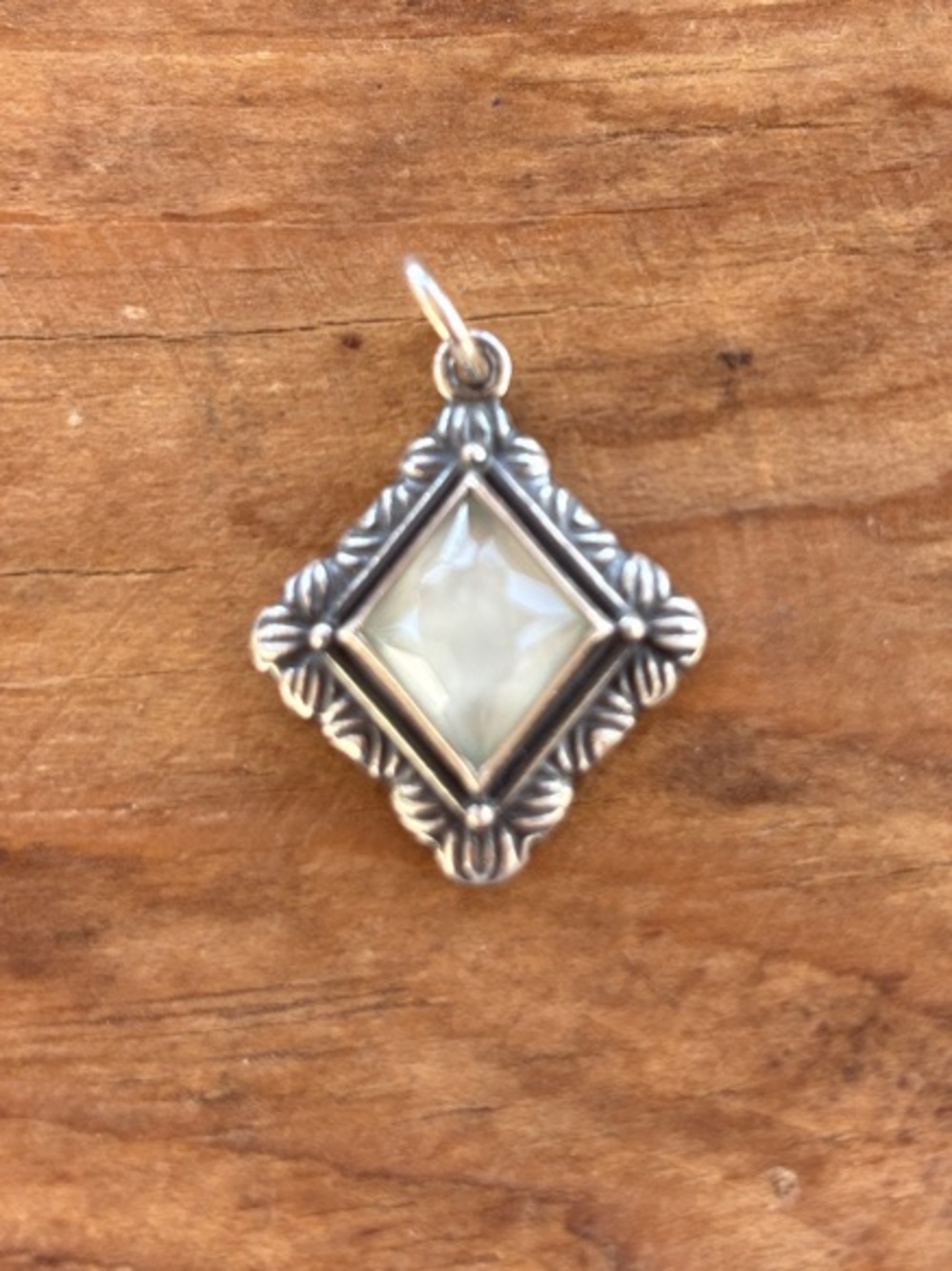 James Avery Silver Pendant with Cream Mother-of-Pearl Diamond Center